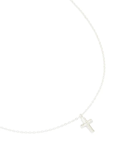 Sterling Silver Cubic Zirconia Cross Pendant Necklace