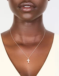 Sterling Silver Cubic Zirconia Cross Pendant Necklace