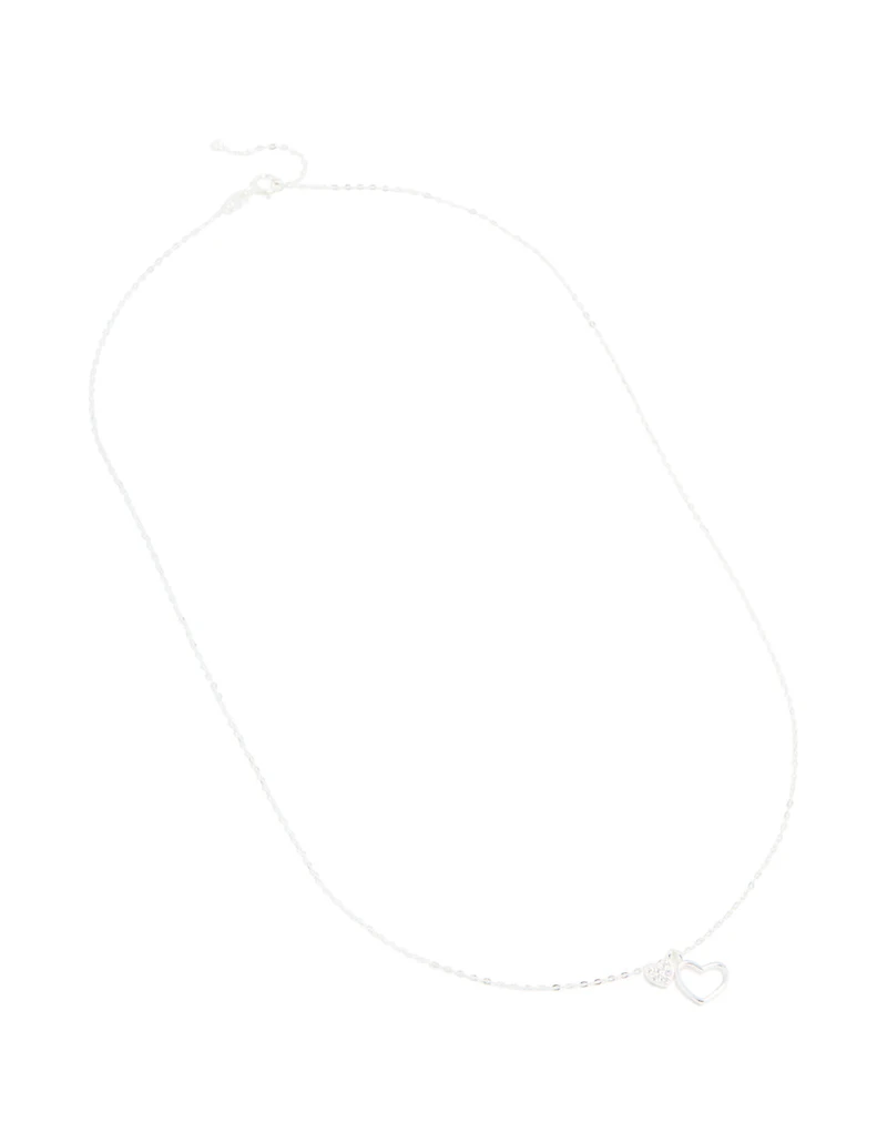 Sterling Silver Cubic Zirconia Double Heart Necklace