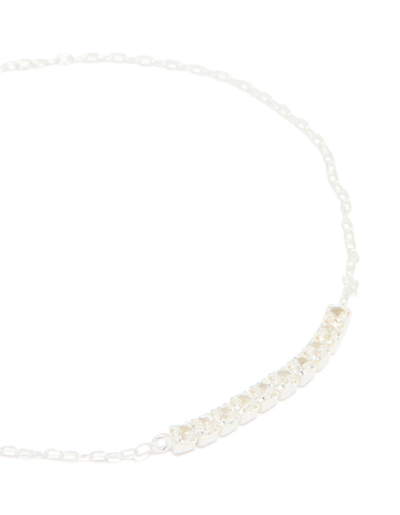 Sterling Silver Cubic Zirconia Bar Bracelet