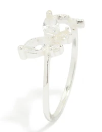 Anneau papillon ajustable en zircone cubique en argent sterling