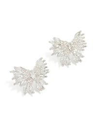 Silver Cubic Zirconia Bow Stud Earrings