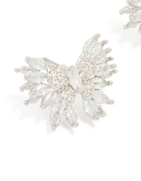Silver Cubic Zirconia Bow Stud Earrings