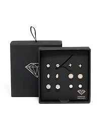 Gold Diamante Mixed Shaped Stud Earrings 6-Pack