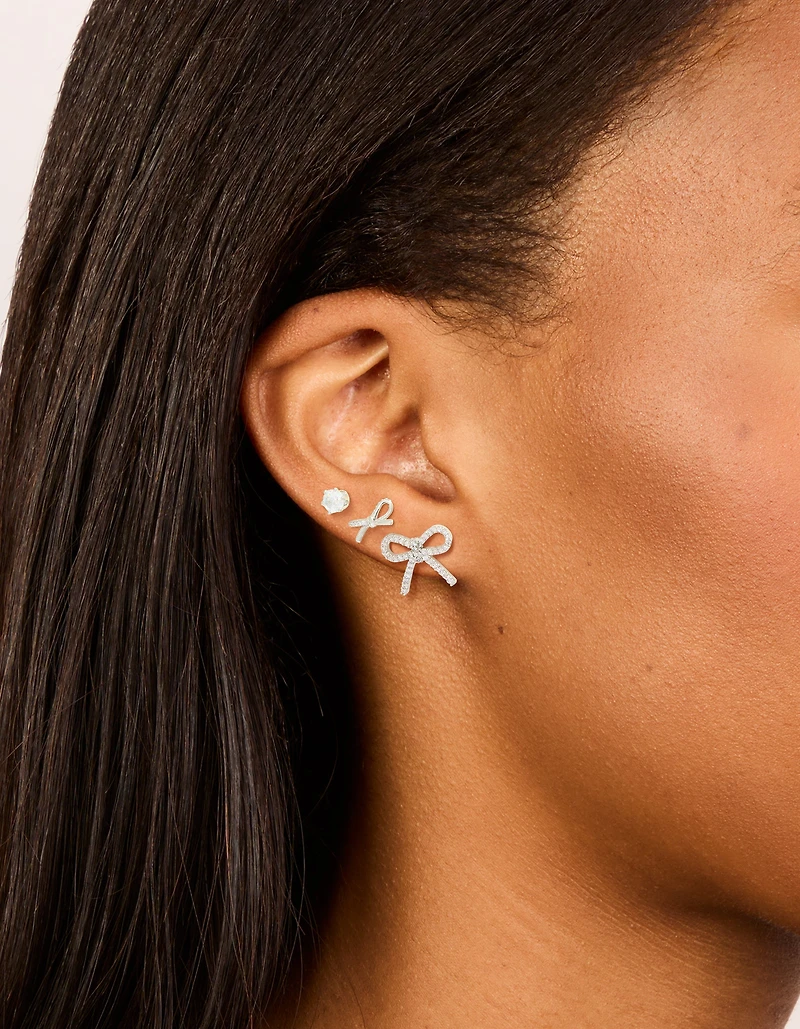 Pack de 3 boucles d’oreilles Silver Bow & Classic Stud