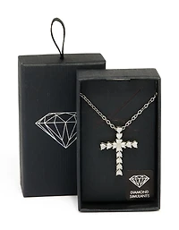 Silver Diamante Cross Necklace