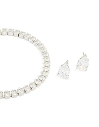 Silver Cubic Zirconia Earrings & Tennis Bracelet Set