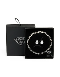 Silver Cubic Zirconia Earrings & Tennis Bracelet Set