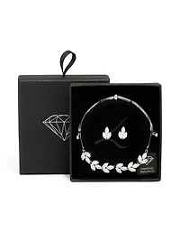 Silver Diamante Vine Toggle Bracelet & Earrings Set