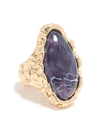 Gold Textured Purple Jewel Ring