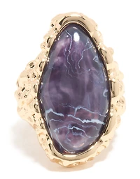Gold Textured Purple Jewel Ring