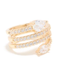 Gold Cubic Zirconia Wrapped Arrow Ring