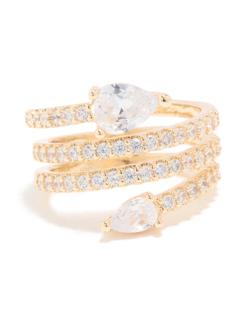 Gold Cubic Zirconia Wrapped Arrow Ring