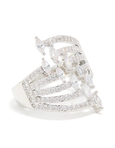 Anneau en miniature en triangles cubiques en zircone en argent