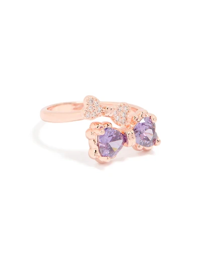 Anneau de nœud délicat en zirconie cubique en or rose