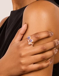 Rose Gold Cubic Zirconia Dainty Bow Ring