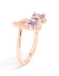 Rose Gold Cubic Zirconia Dainty Bow Ring