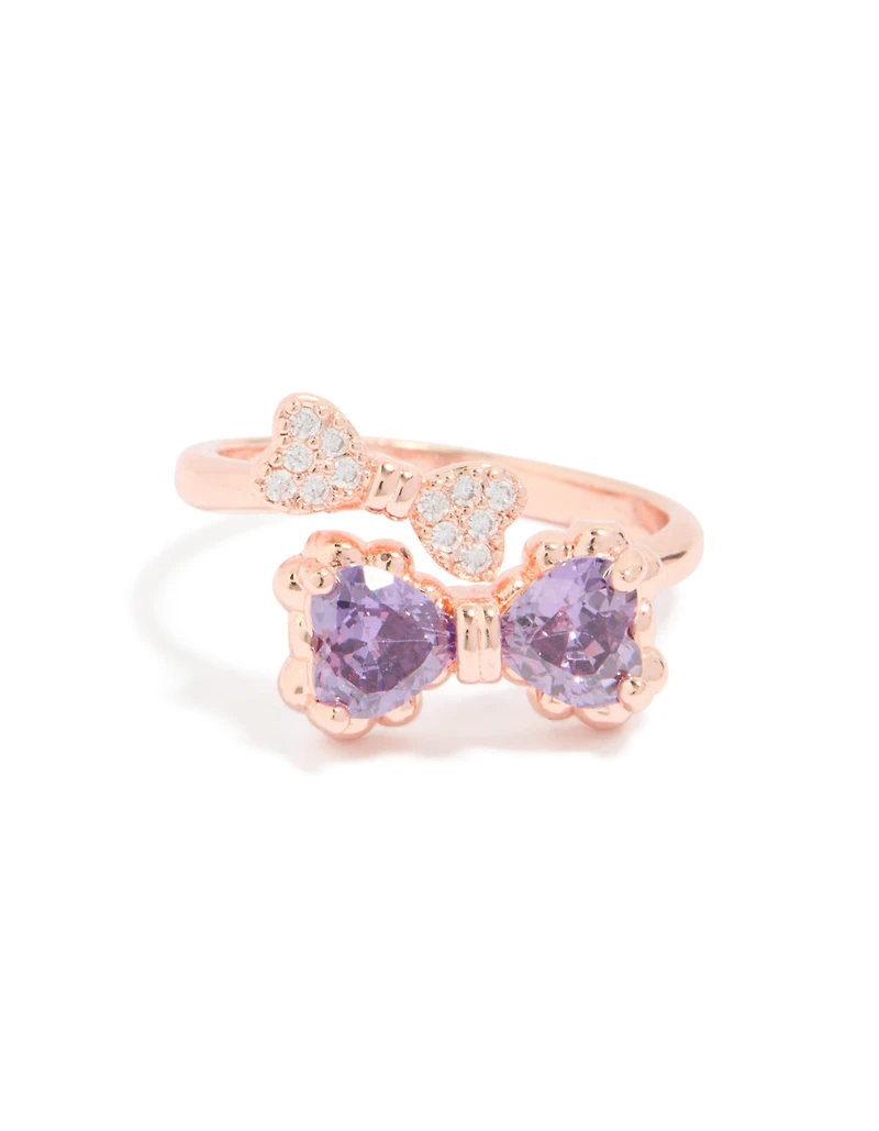 Rose Gold Cubic Zirconia Dainty Bow Ring