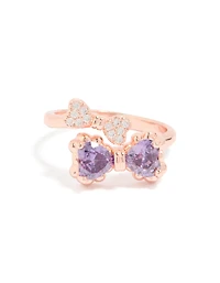 Rose Gold Cubic Zirconia Dainty Bow Ring