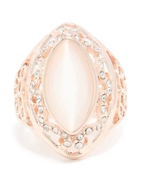 Bague ovale en strass rose or