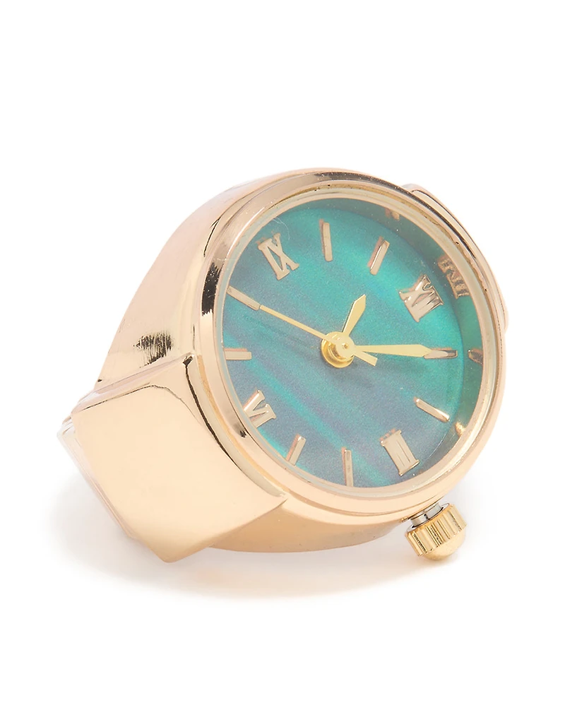 Bague de montre bleue en or