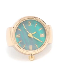 Gold Statement Blue Watch Ring