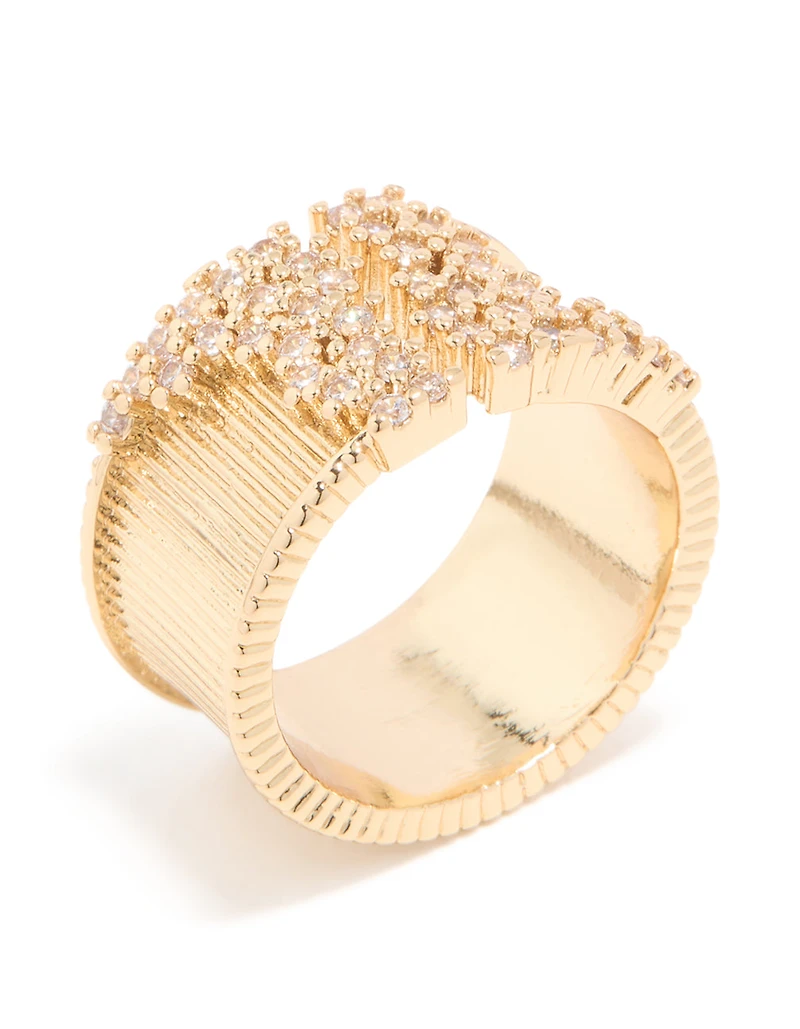 Gold Plated Cubic Zirconia Chunky Cluster Ring