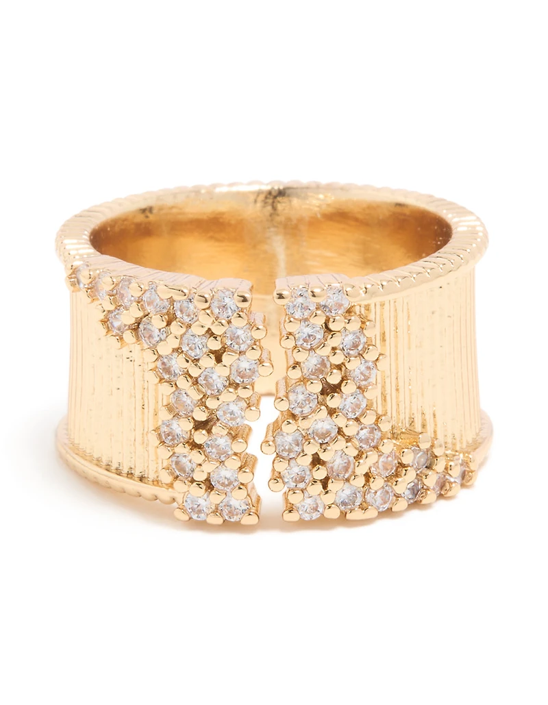 Anneau cubique en zircone plaqué or