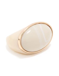 Rose Gold Cream Acrylic Oval Chunky Ring