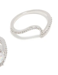 Silver Cubic Zirconia Puzzle Stacking Rings 2-Pack