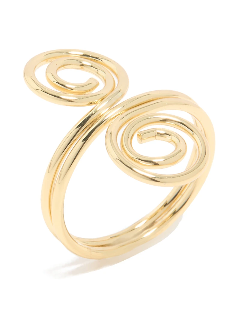 Anneau double tourbillon plaqué or