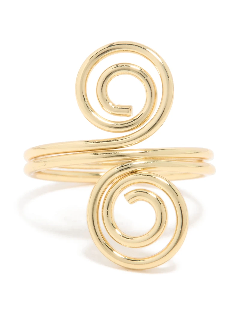 Anneau double tourbillon plaqué or