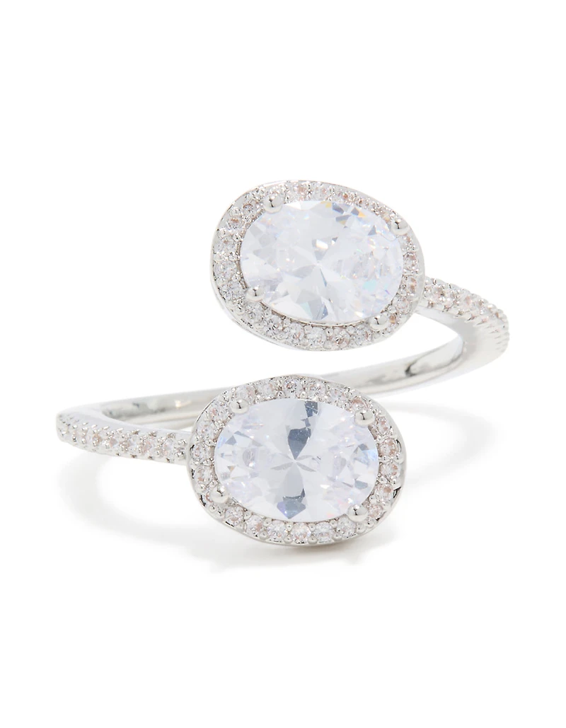 Silver Double Cubic Zirconia Ball Ring
