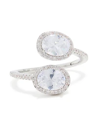 Silver Double Cubic Zirconia Ball Ring