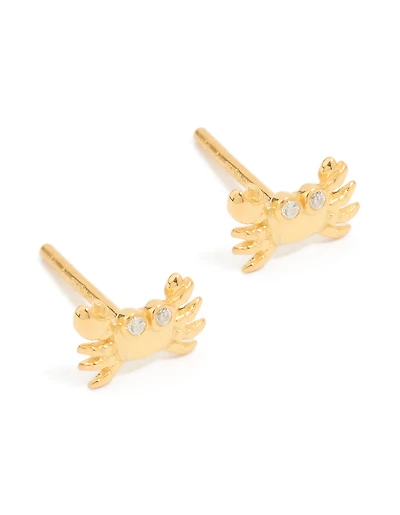 Gold Plated Sterling Silver Cubic Zirconia Crab Earrings