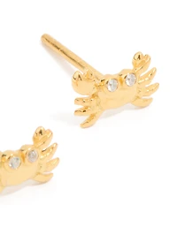 Gold Plated Sterling Silver Cubic Zirconia Crab Earrings