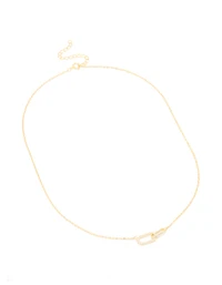 Gold Plated Sterling Silver Cubic Zirconia Oval Link Necklace