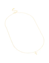 Gold Plated Sterling Silver Cubic Zirconia Cross Necklace