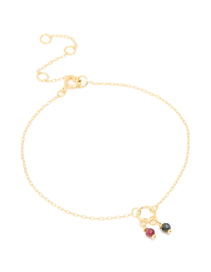 Gold Plated Sterling Silver Cubic Zirconia Double Stone Bracelet