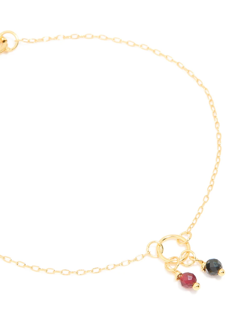 Gold Plated Sterling Silver Cubic Zirconia Double Stone Bracelet
