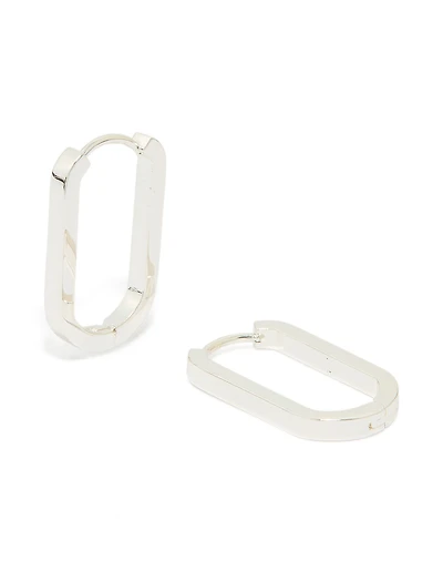 Waterproof Stainless Steel Oblong Hoop Earrings