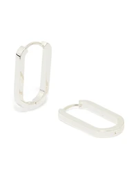 Waterproof Stainless Steel Oblong Hoop Earrings