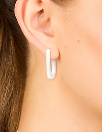 Waterproof Stainless Steel Oblong Hoop Earrings