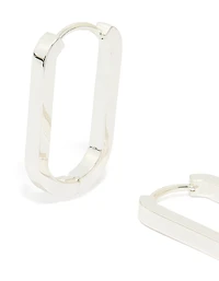 Waterproof Stainless Steel Oblong Hoop Earrings