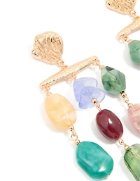 Gold Textured Multicoloured Beaded Mobile Earrings
