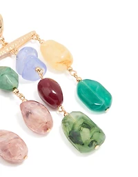 Gold Textured Multicoloured Beaded Mobile Earrings