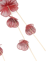 Gold Red Laser Cut Flower Drop Earrings