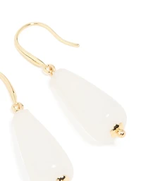 Boucles d’oreilles pendantes en jade blanc plaquées or