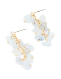 Gold Plated Blue Semi Precious Stone Cubic Zirconia Drop Earrings