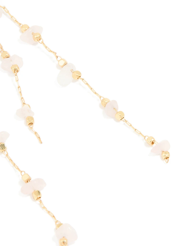 Gold Plated Rose Quartz Layered Drop Earrings